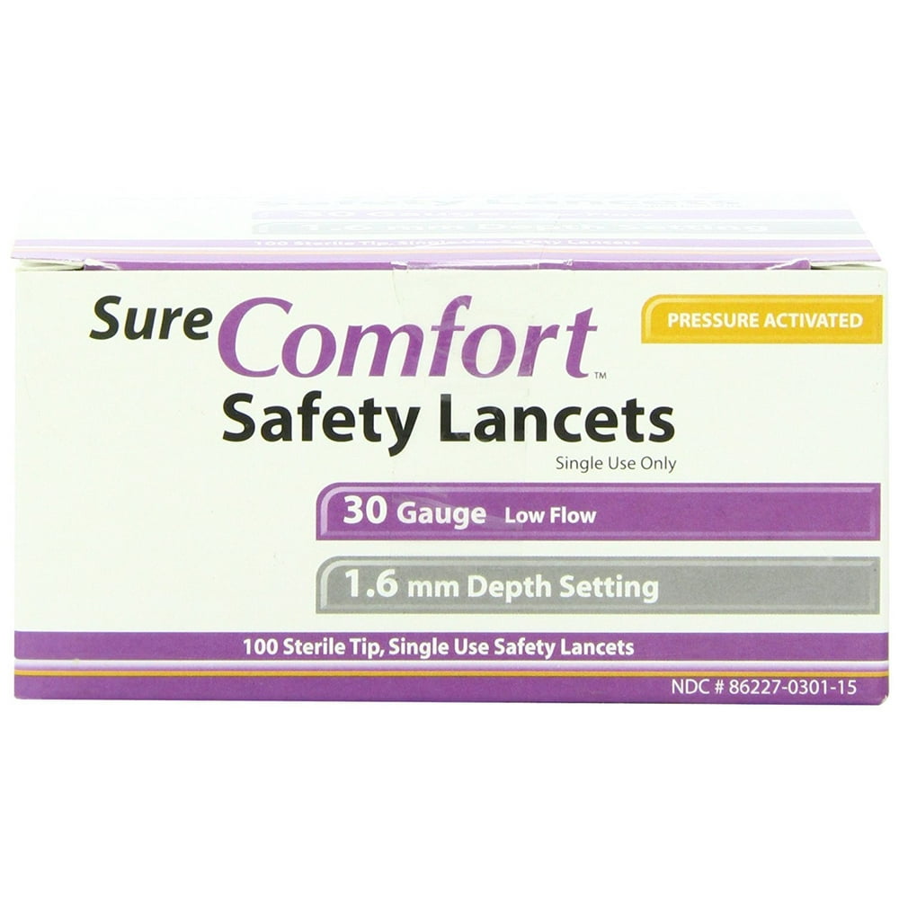 Sure Comfort Safety Lancet, 30 g, 100 Count
