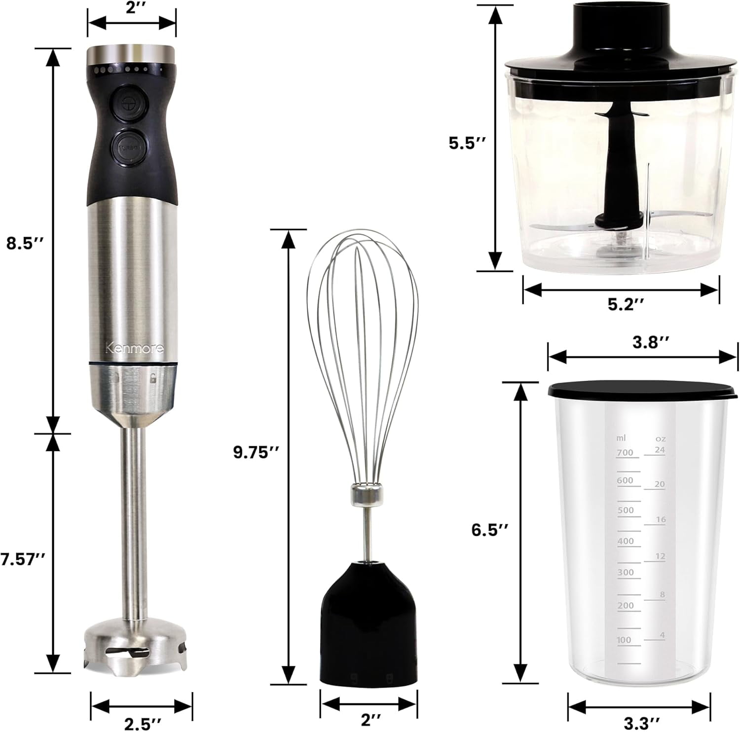 Immersion Blender - Handheld Stick Mixer with Stainless Steel Shaft, Variable Speed for Smoothies and Baby Food