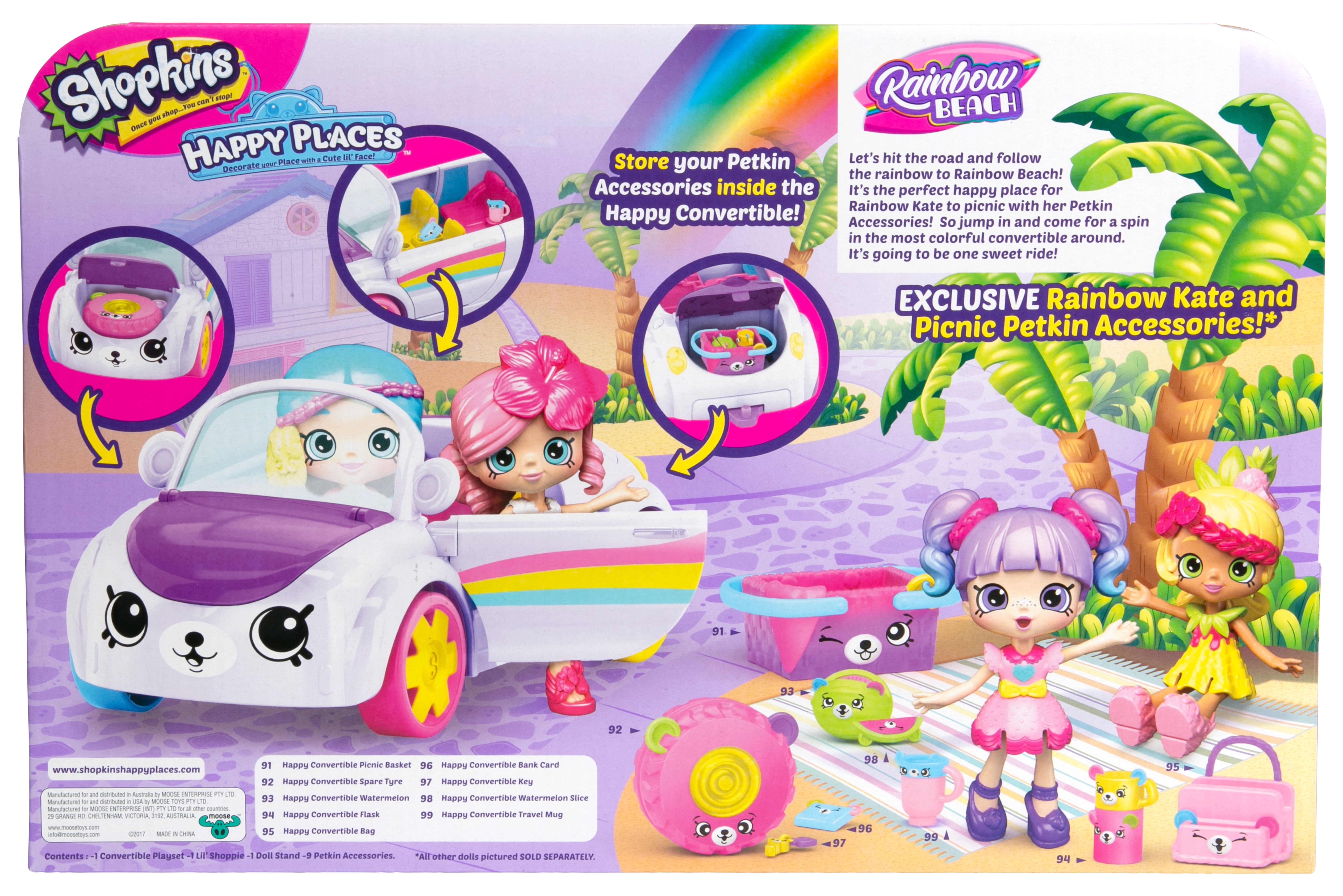 Cutie Cars Picnic with Shoppies Doll Shopkins Happy Places Petkins Car +  Surprise Blind Bags 