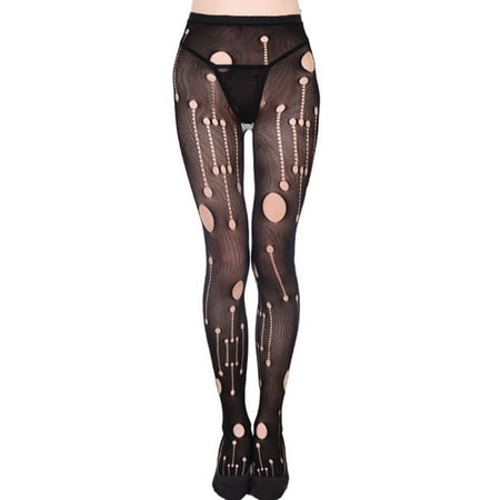 

Elroy Women Hollow Mesh Stretchy Jacquard Pantyhose Sexy Lace Fishnet Stockings