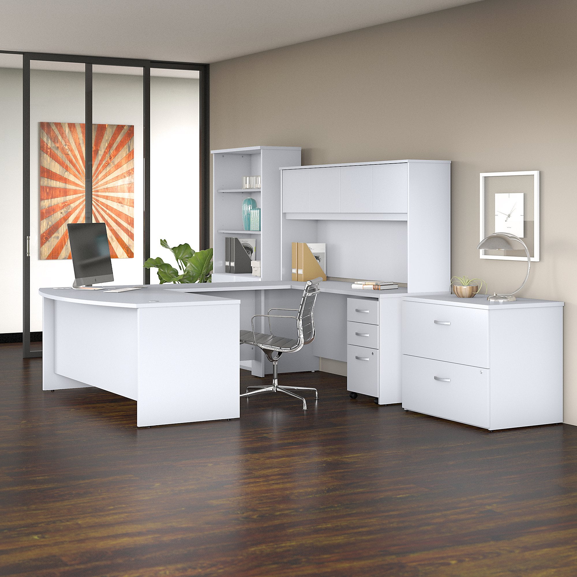 Bush Furniture Studio C 72W x 36D U Shaped Desk with Hutch, Bookcase