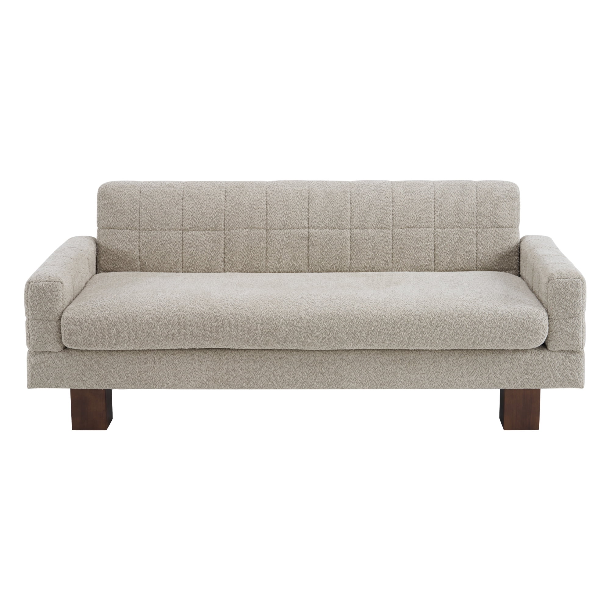 Leumius Loveseat Sofa, Boucle Fabric Biscuit Back Loveseat with Square Arms and Single Cushion Seat, Upholstered 2-Seater Couch for Living Room and Bedroom, Oatmeal