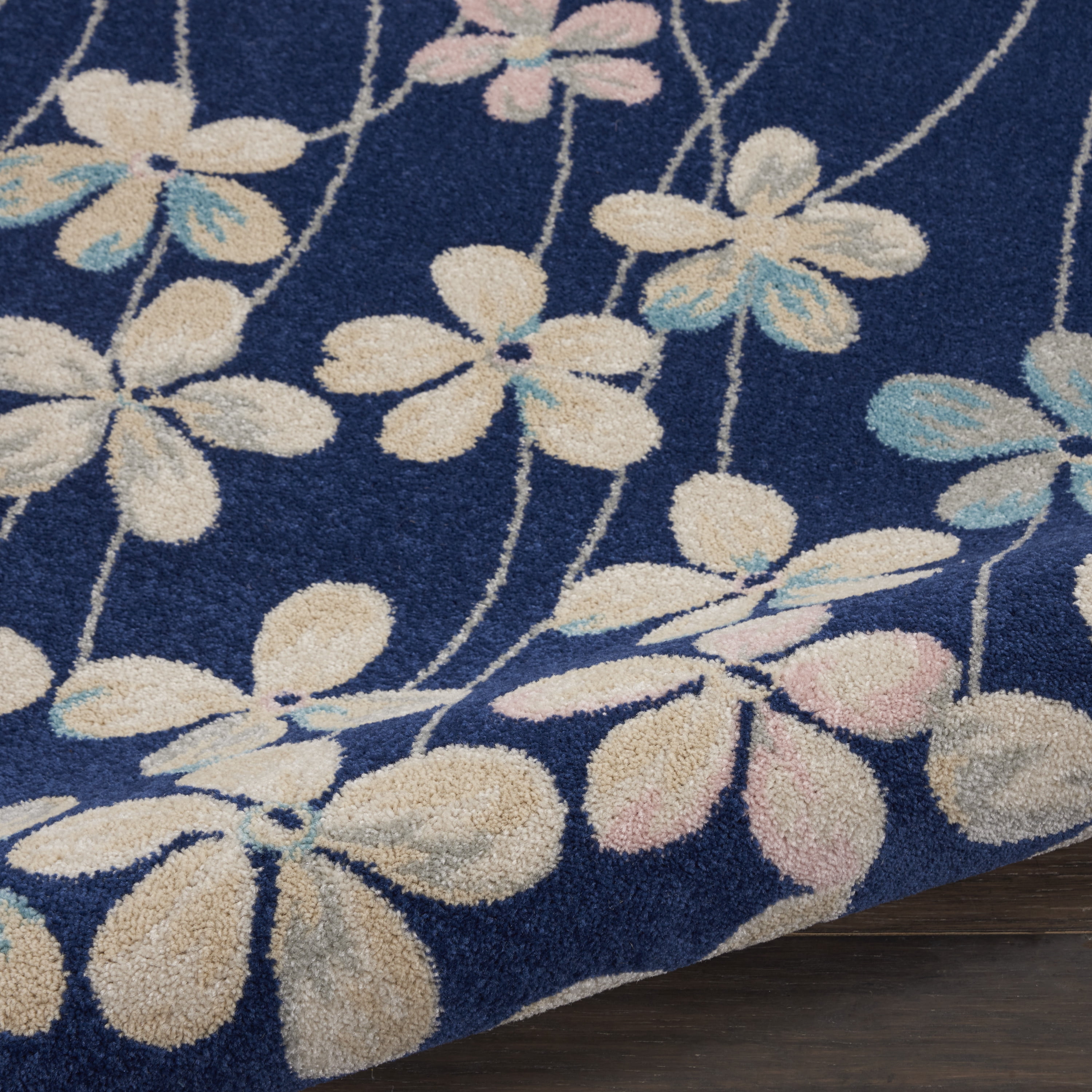 Desert Fields Contemporary Floral Navy 8'10" x 11'10" Area Rug, (9' x 12')