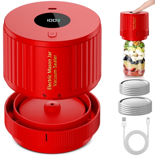 Selladora eléctrica al vacío Mason Jar LOVE MOMENT Red