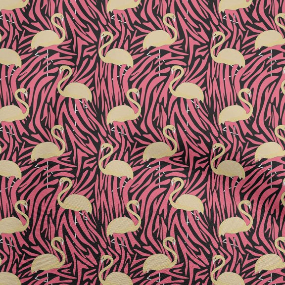 oneOone Polyester Spandex Pale Orange Fabric Flamingo Sewing Craft Projects Fabric Prints By Yard 56 Inch Wide
