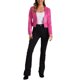 thumbnail image 2 of CHAQUETA DE MUJER INSPIRE CHIC, FAUX LEATHER, CORTA, SIN COLLAR, ABIERTO EN FRONTAL, CHAQUETAS DE MOTO BIKER PU, TALLA M, ROSA FUCSIA, 2 of 6