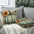 thumbnail image 2 of GooTPa Pumpkin Pattern Pillow Covers, Bird and Floral Throw Pillow Case Decoration, Linen Cushion Covers for Couch Sofa Bedroom Living Room Easter Day Home Decor - 24x24in, 2 of 6