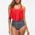 thumbnail image 2 of Traje de baño de una pieza cómodo, elegante y de talle alto Peplum para mujer (con almohadilla en el pecho sin soporte de acero) OAVQHLG3B Store  lin121212, 2 of 4