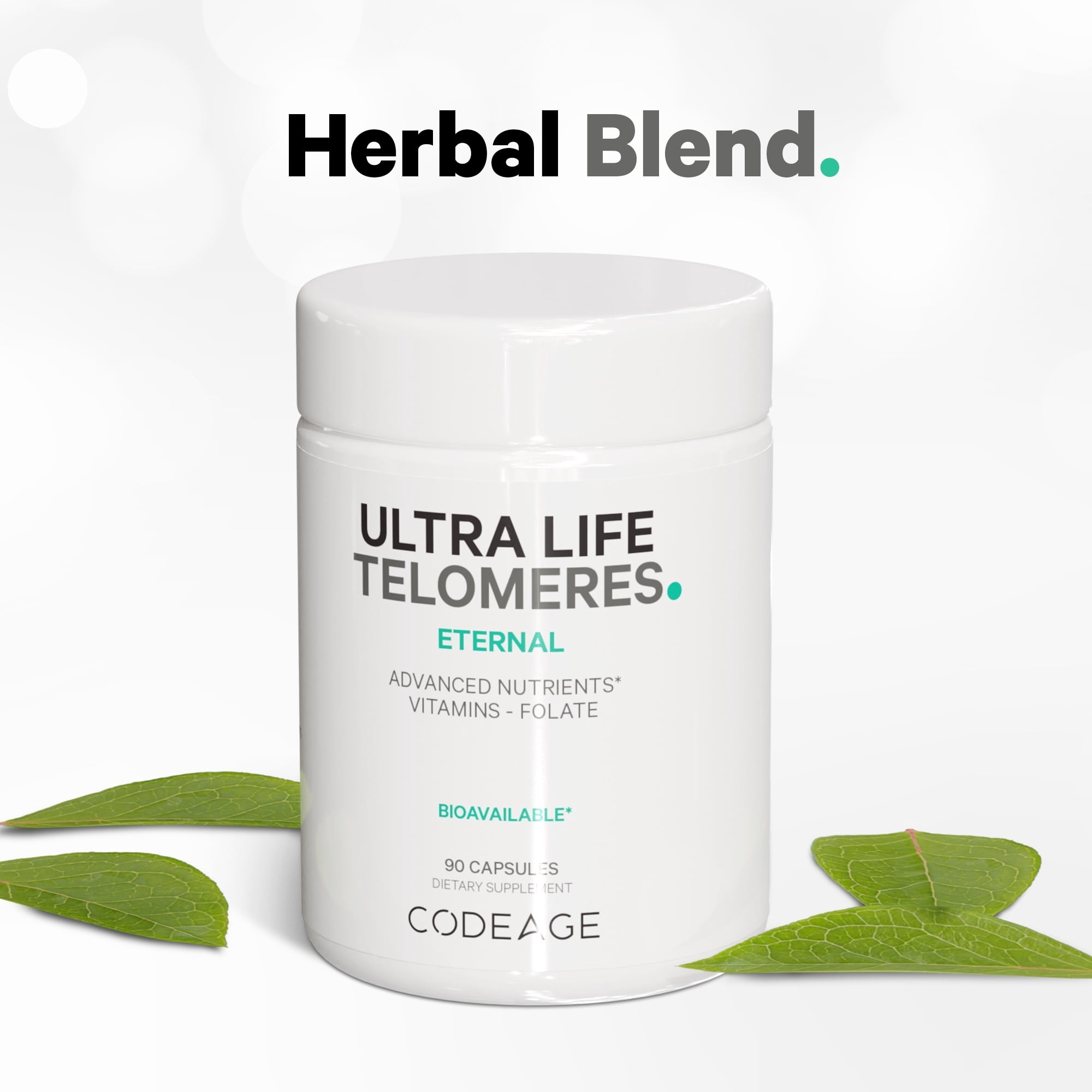 Codeage Ultra Life Telomeres, Folate 5-MTHF, Vitamin D3 & B12 Methylcobalamin, Botanicals, 90 ct