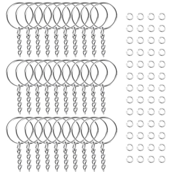 Januofit 50Pcs Keychains with Chain and 50 Pcs Jump Rings, Keychain Rings Kit Findings Bulk for Keychain Making Supplie DIY Crafts