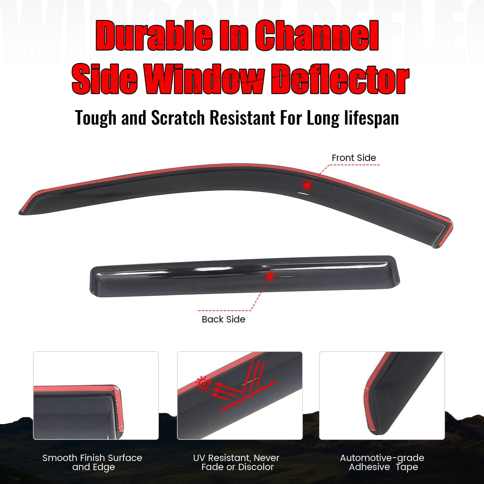 Ikon Motorsports In-Channel Window Visors Sun Shades Vent Rain Guards Deflectors for 2017-2026 Jeep Compass Acrylic Smoke/Tinted 4PCS