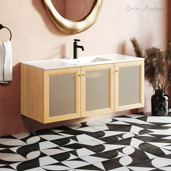 Classe 48" Wall-Mounted Bathroom Vanity in Natural Oak