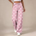 thumbnail image 7 of Ltctricy Girls Pants Polka Dot Wide Leg Trousers with Pockets High Waisted Kids Pants Fall Casual Streetwear(Pink,9-10 Years), 7 of 7