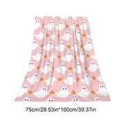 geerera Halloween Ghost Blanket, Pink Throw Blanket 30x40, Soft Flannel Fuzzy Fabric, Lightweight for Bed, Sofa, Couch, Travel