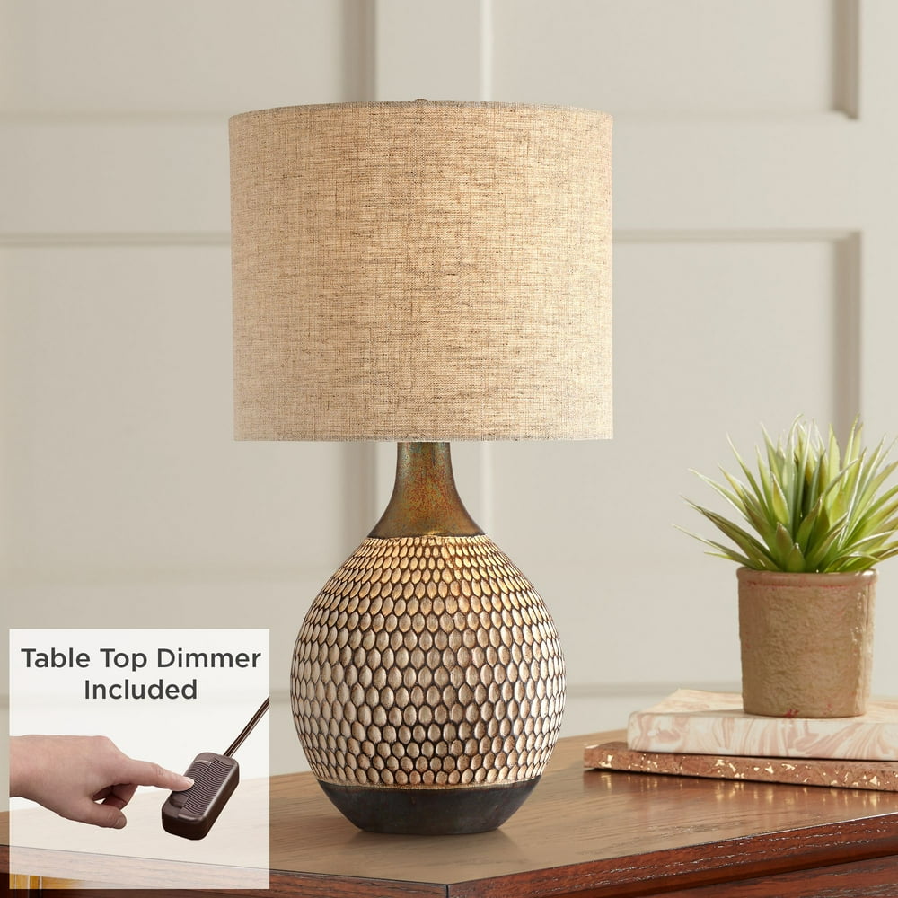 360 Lighting Mid Century Modern Table Lamp with Table Top Dimmer Wood