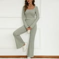 thumbnail image 4 of Women's Stripe Pajama Set with Round Neck Long Sleeve Blouse and Short Pants for Lounge Comfort, 4 of 6