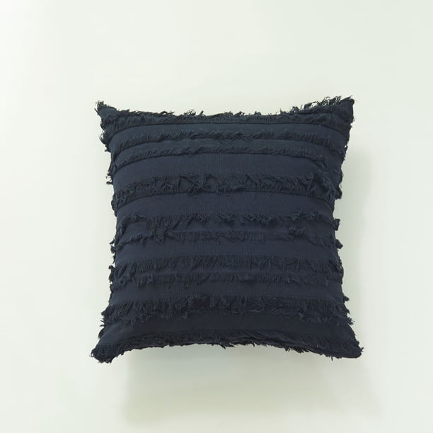 Nvzi 4 fundas de almohada de algodón de doble cara con mechones, estampado verde, funda de almohada colorida de 17,72 x 17,72 pulgadas (azul marino)