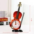 thumbnail image 4 of PENGXIANG Plastique Violon Forme Conception Horloge Alimenté par Batterie Quartz Fort Réveil Table Décoration, 4 of 7