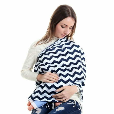 Nursing Breastfeeding Cover Scarf - Baby Car Seat Canopy - Nursing Pads, Pouch & Gift Pack Set - Shopping Cart, Stroller, Carseat Covers for Girls and Boys - Best