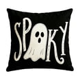 thumbnail image 3 of Halloween Throw Pillow Cover Ghost Bat Print Linen Cushion Case 18x18 Soft Breathable Hidden Zipper for Sofa Chair Holiday Decor by MPOISVA, 3 of 7