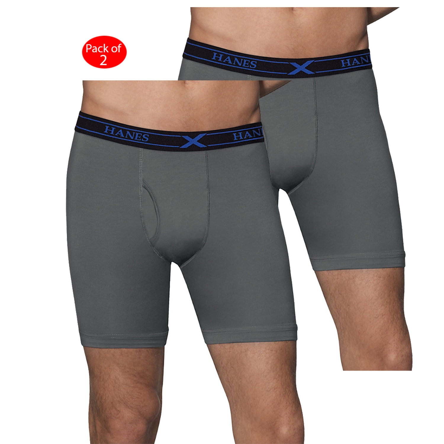 Hanes - Hanes Ultimate Men's FreshIQ X-Temp Performance Stretch Boxer Briefs Assorted Black/Grey 