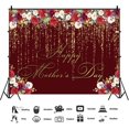 thumbnail image 3 of 40*50in Happy Mother's Day Photography Background Red Golden Flower Photo Backdrops for Women Queen's Day Party Decoration Studio Props Banner, 3 of 7