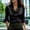 Womens Tops Plus Size Spring-Black, variant on Homenesgenics Womens Tops Plus Size Spring Solid Color Satin Satin Elegant Solid Color Cowl Neck Three-Quarter Sleeve Top/Blouse Black M