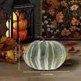 thumbnail image 2 of Large Artificial Pumpkins, Realistic Pumpkin for Fall Decor, Natural Striped Vine Pumpkin Ornament, Halloween Thanksgiving Table Display, Harvest Holiday Decorative Statue, 6.69×5.51 in,Green, 2 of 6