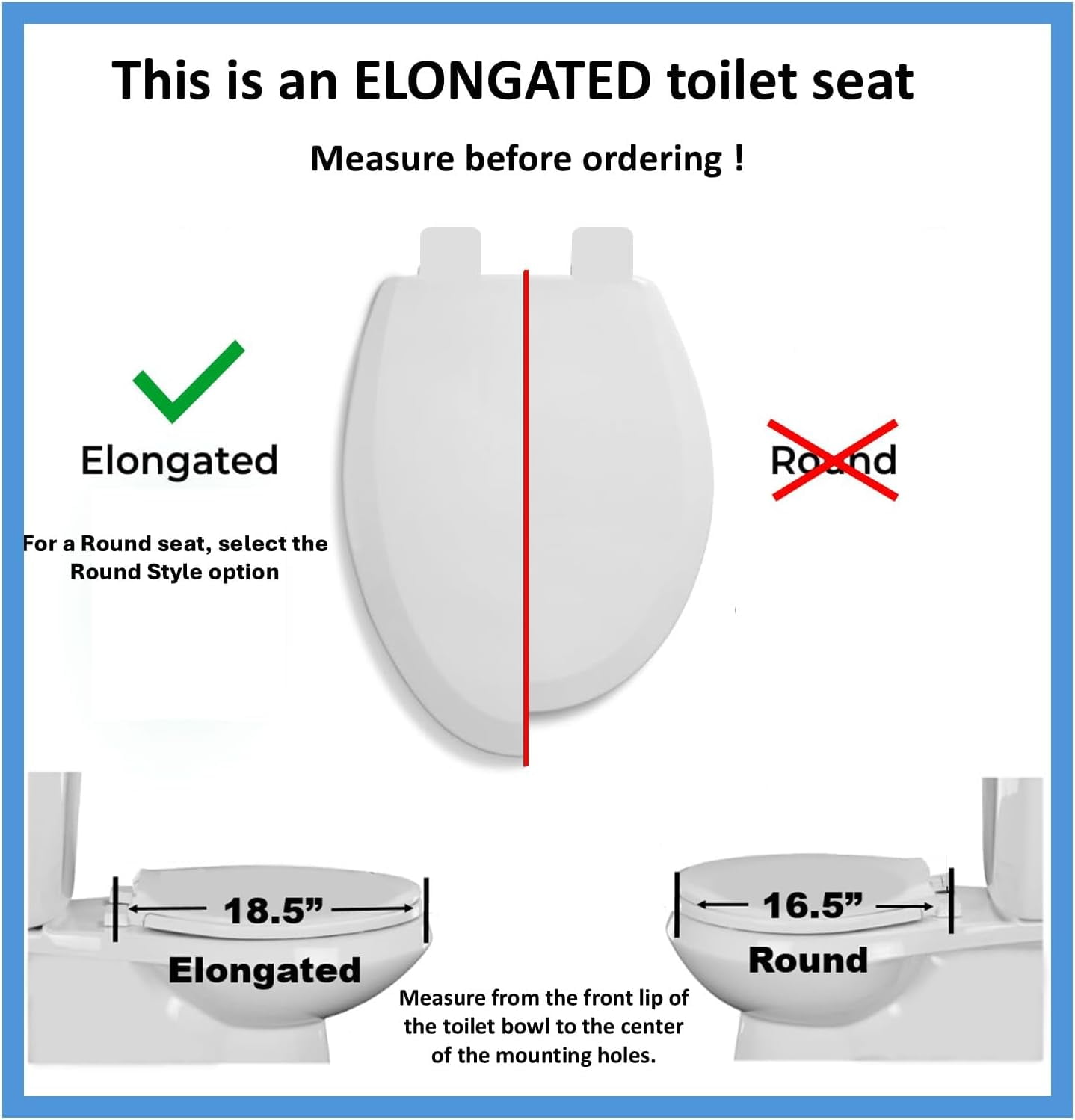 1Q1E7-00CH Premium Molded Wood Toilet Seat with Metal Slow Close Hinge, Elongated, White with Chrome