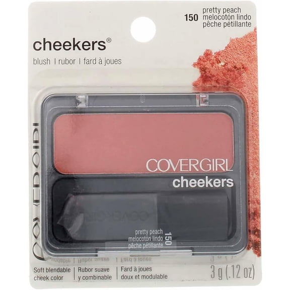 CoverGirl Cheekers Powder Blush, Pretty Peach 150, 0.12 oz (5 pack)