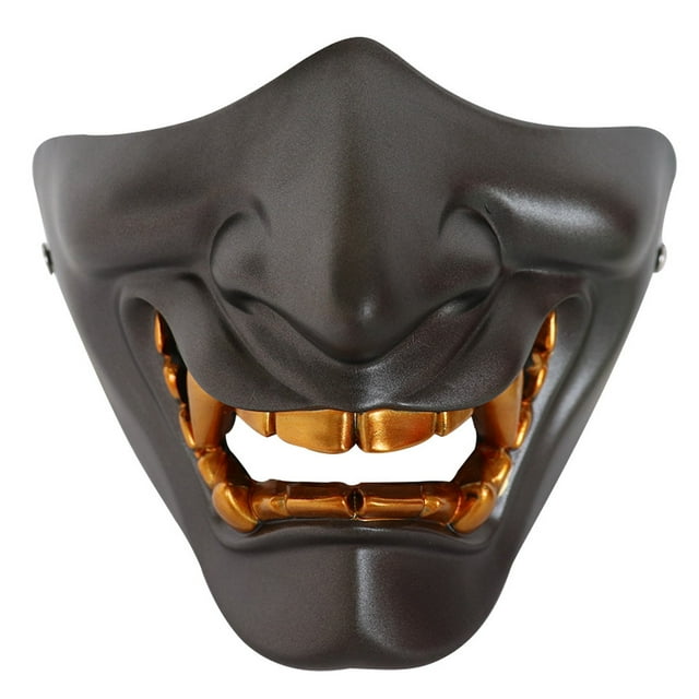 Máscara de látex con media cara de Grimace Devil Prajna para Halloween para adultos