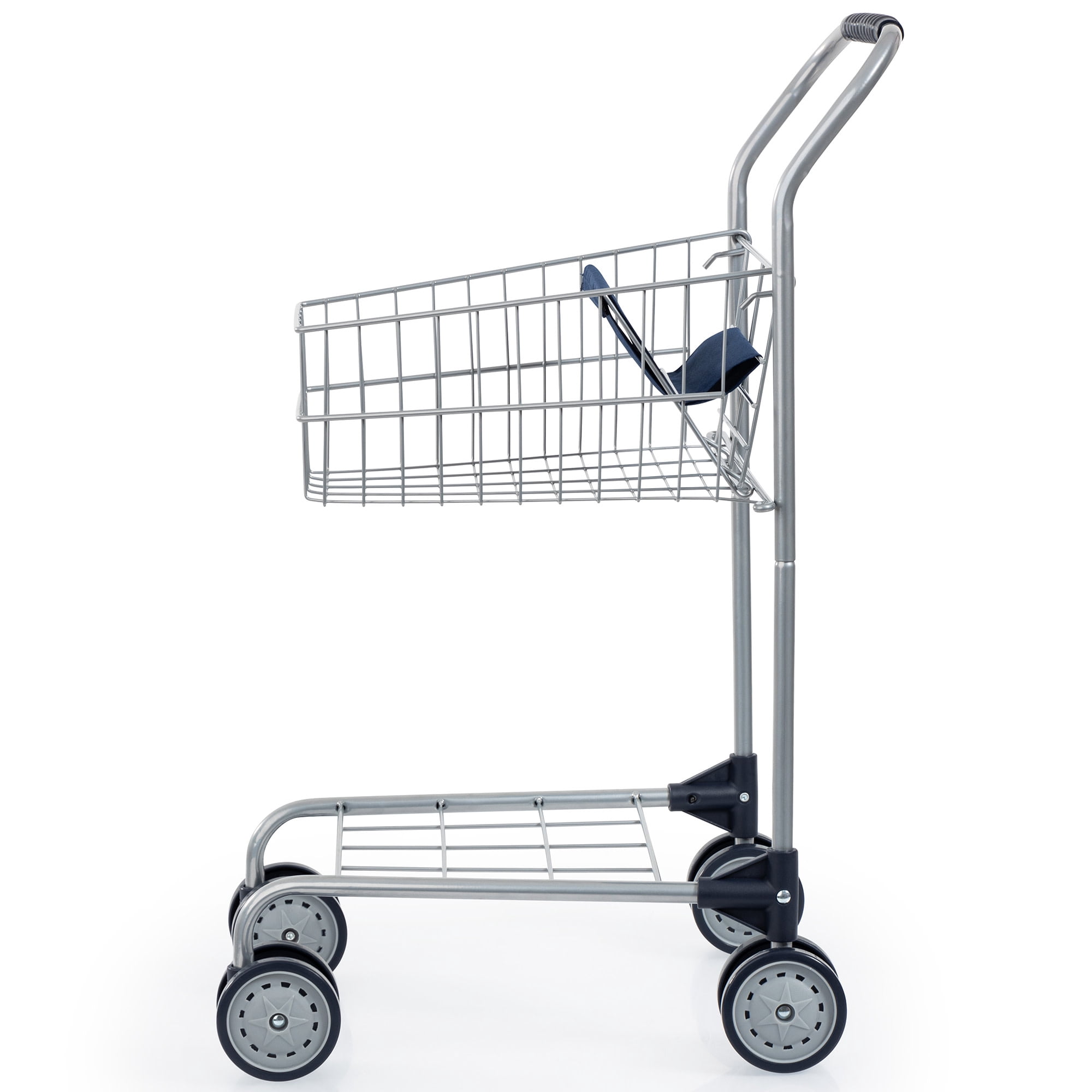 Bayer Design: Shopping Cart - Grey & Blue - Grocery Pretend Play Toy, Spacious Basket Holds Toys & Dolls, Lightweight, Dual Wheels, Toddler-Kids 18mo+