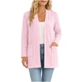 thumbnail image 2 of CQONEPT Women's Lightweight Open Front Cardigan Casual Long Sleeve Loose Fit Solid Color Long Cardigans with Pockets Pink XL, 2 of 5
