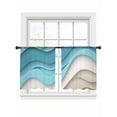 thumbnail image 7 of Blue Brown Waves Sheer Curtains 45 inches Long 2 Panels Set Abstract Water Ripple Modern Gradient Tiers Sheers Rod Pocket Small Window Short Curtains for Kitchen Cafe, Each 52" W x 45" L, 7 of 7