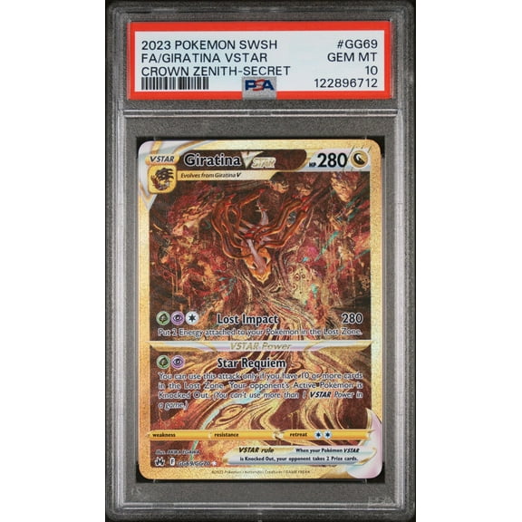 2023 Pokemon Sword and Shield Crown Zenith Secret Rare Giratina Vstar #GG69 PSA 10