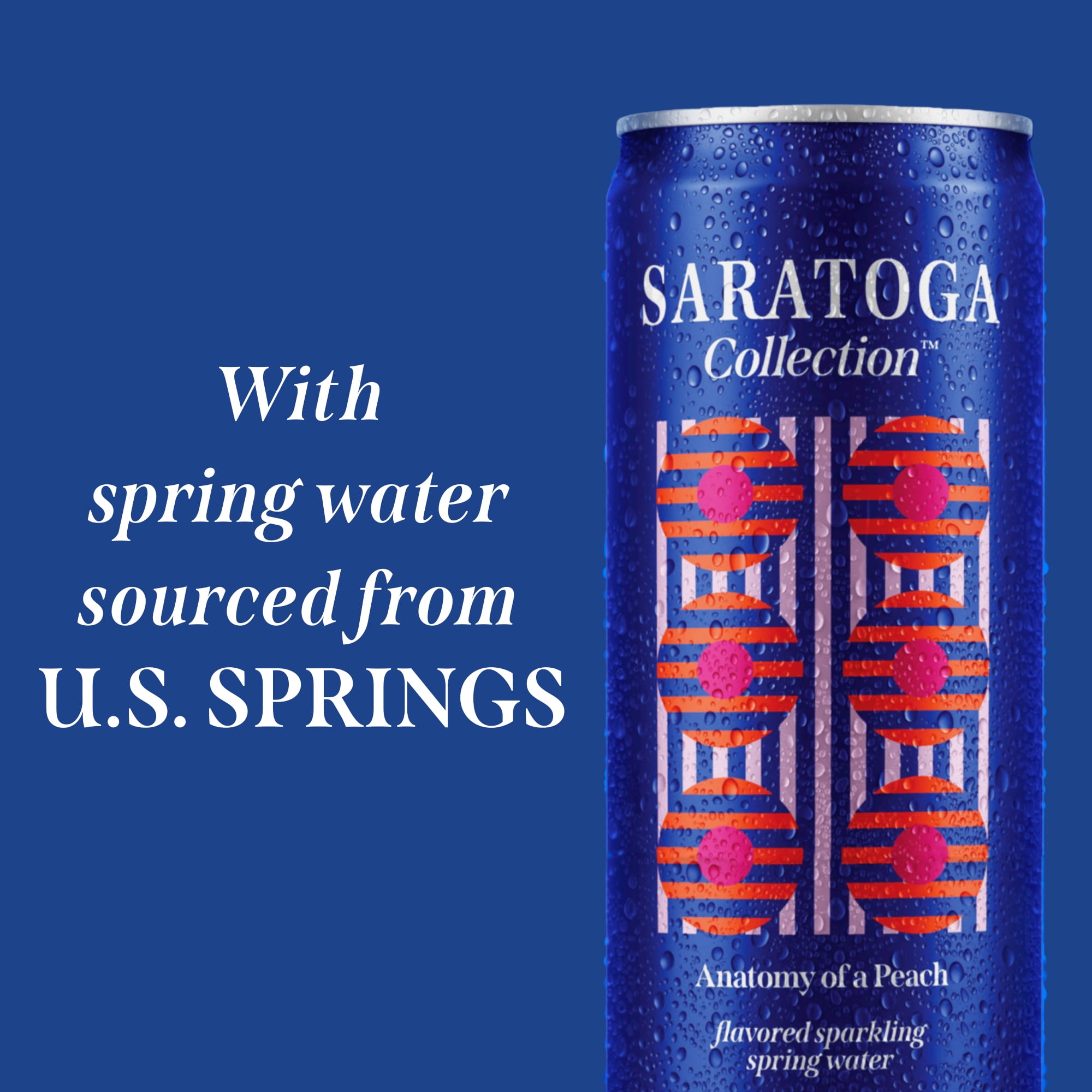 Saratoga Collection, Peach Flavored Sparkling Water, Anatomy of a Peach, 12 fl oz, 6-pack Cans