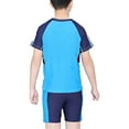 thumbnail image 3 of vastwit Kids Boys Swim Trunks with Tops Hats Set Rash Guard Swimsuit Beach Sports Bathing Suit Blue 6-7, 3 of 4