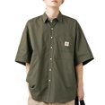 thumbnail image 1 of Camisas Para Hombre Manga Corta Ropa de trabajo Camisa de manga corta para hombre Primavera y verano Nueva camisa suelta de bolsillo de algodón Camisa para hombre (Green, XL), 1 of 6