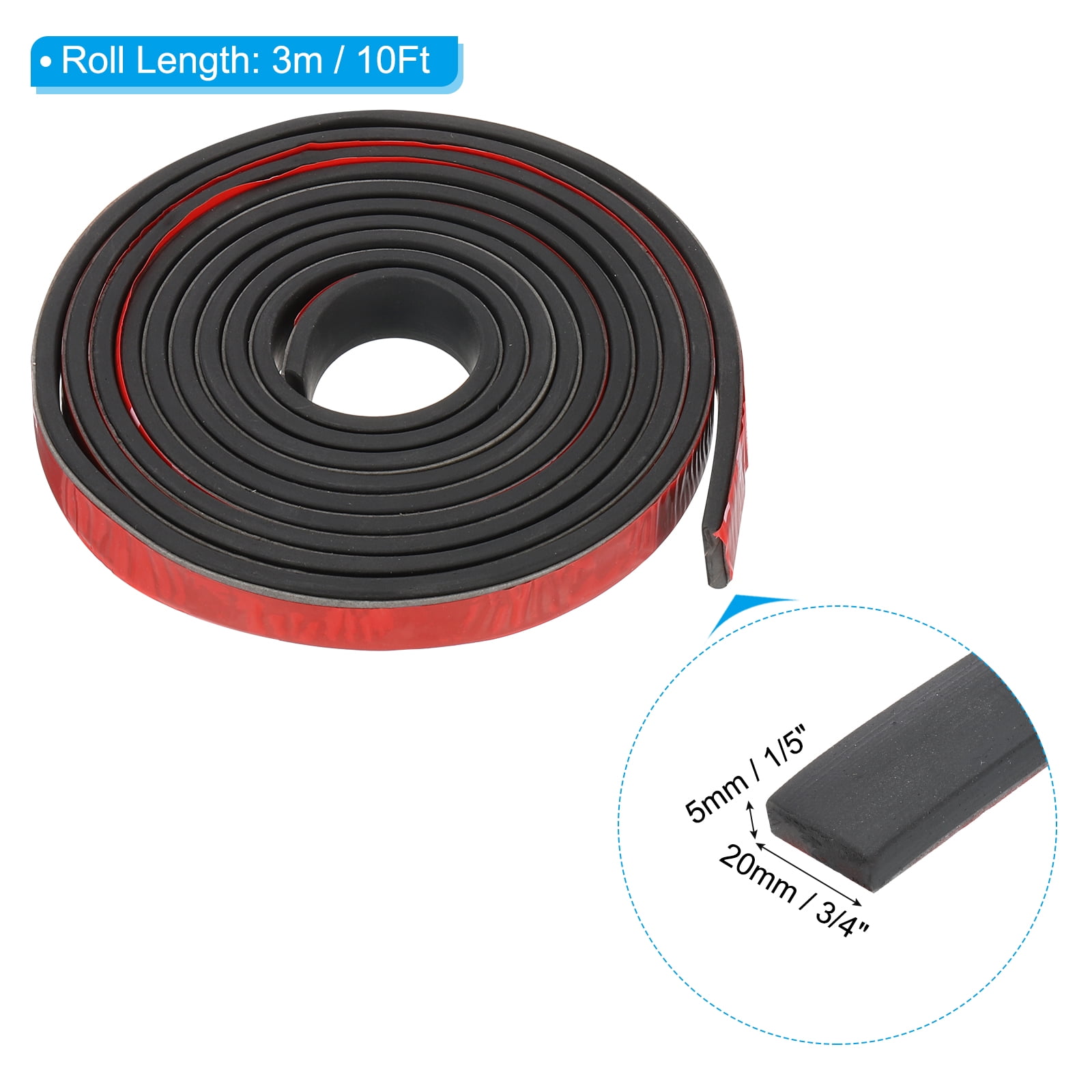 Uxcell 10Ft Weather Stripping Door Seal, 3/4"W x 1/5"T Rubber Adhesive Seal Strip