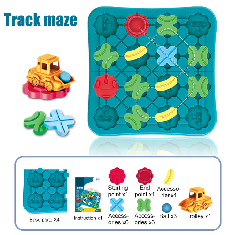 ROHSCE Toys STEM Board Games Smart Logical Road Builder Brain Teasers  Puzzle Game, Montessori Preschool Travel Toy Board car Games for Kids Ages  4-8