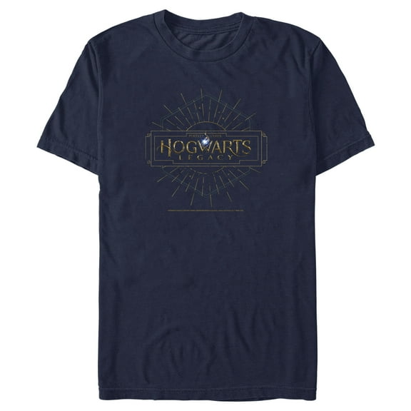 Men's Hogwarts Legacy Art Deco Logo  Graphic Tee Navy Blue Large