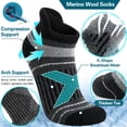 thumbnail image 2 of Medias de Senderismo EBMORE de Lana Merino con Compresión para Invierno Paquete de 6 Pares, 2 of 7