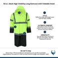 thumbnail image 5 of M.G.I. Adult High Visibility Long Raincoat with Foldable Hood, 5 of 5