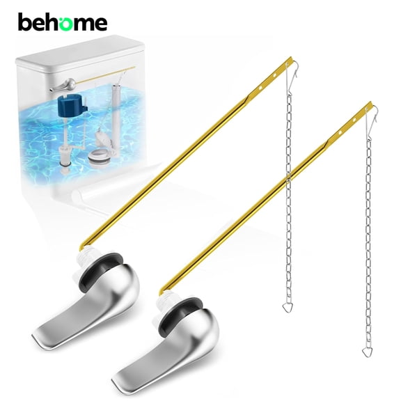 Behome 2 Pack Front Mount Toilet Handle Replacement Kit, Universal Toilet Flush Handle with Stainless Steel Flapper Chains, Toilet Flush Tank Lever, Brushed Nickel