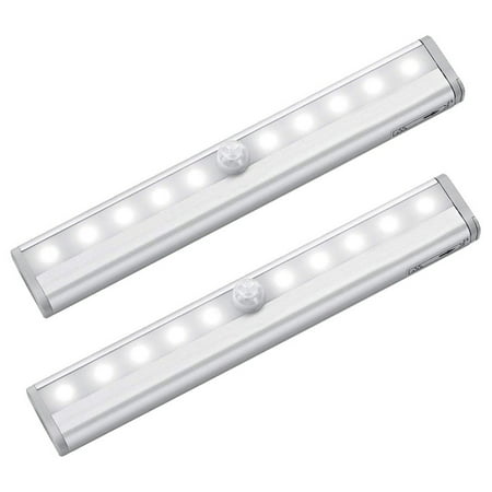 

2 Pack LED Motion Sensor Lights 10 LED Closet Battery Operated Lights Stick-On Anywhere Magnetic Wireless Night Light Bar Led Safe Light Indoor for Closet Stairs Wardrobe
