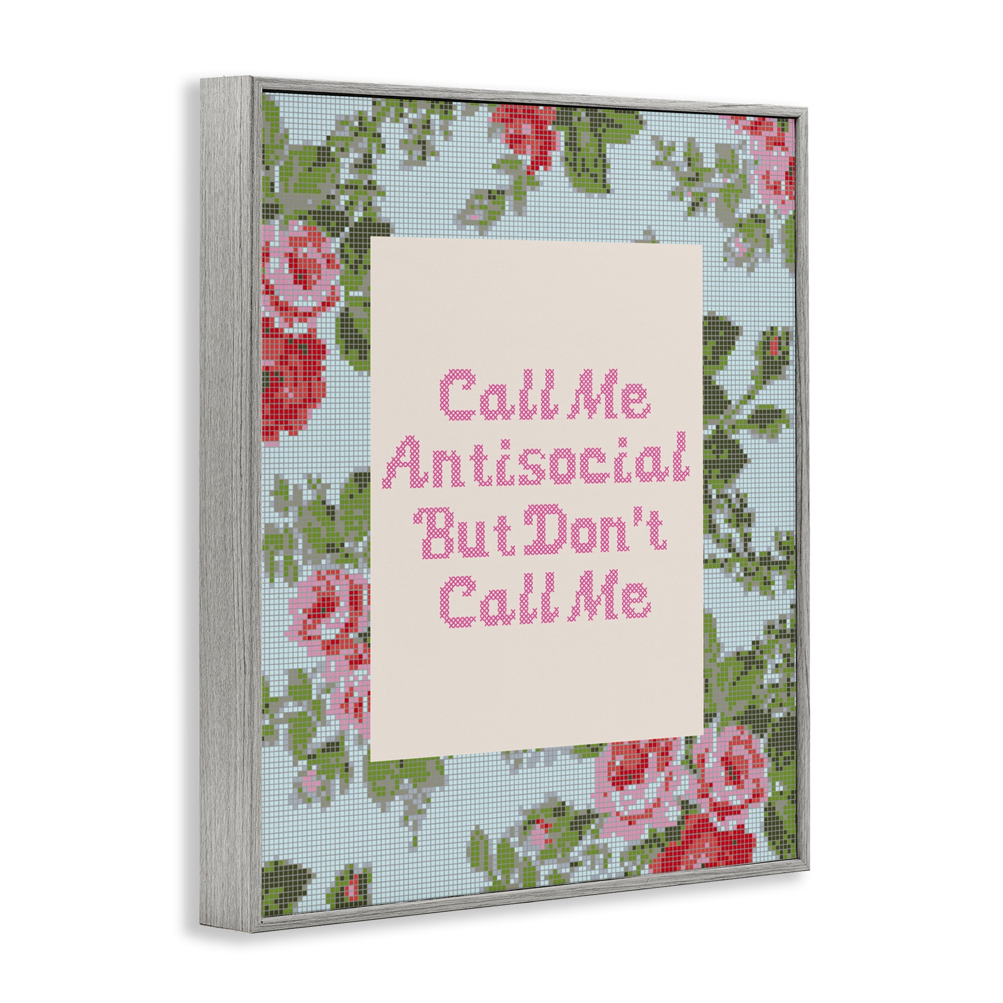 Stupell Industries Don't Call Me Vintage Florals Gray Framed Giclee Art, design by Lil' Rue