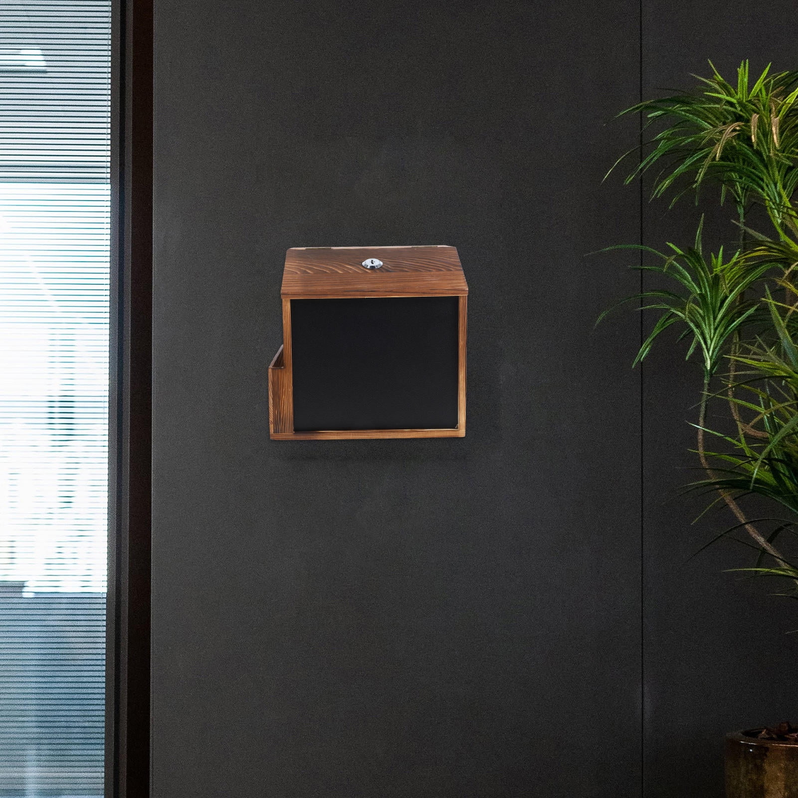 PBPBOX Wall Mailbox With Lock Wall Mountable Wood Comment Box Dark Brown 1Pcs
