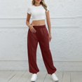 thumbnail image 3 of Bloomae Fall Sweatpants Women Loose Fit Baggy Lounge Pants Casual Workout Gym Active High Waisted Comfy Joggers for Women Fashion 2025 Outfit Clothes Red L, 3 of 11