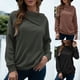 thumbnail image 3 of Moda mujer Turn-down Collor Pullover Manga larga Suelta Casual Túnica Sudaderas Color sólido Tops Abanopi Café/Grande, 3 of 7