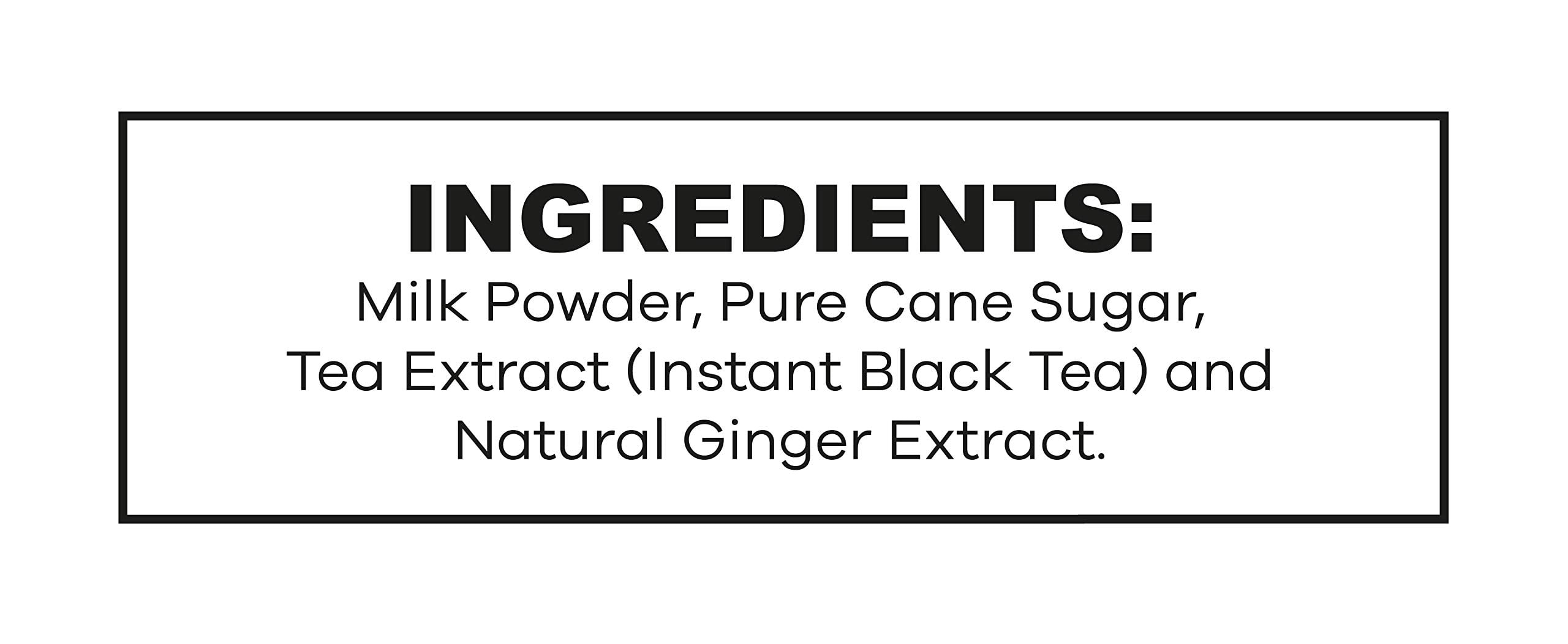 QuikTea Ginger Chai Tea Latte - 20 Count - All Natural Preservative Free Authentic Chai from Assam & Darjeeling
